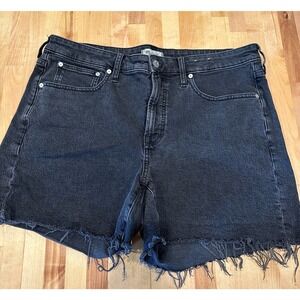 Madewell Raw Hem Black Denim Shorts Size 16 B29